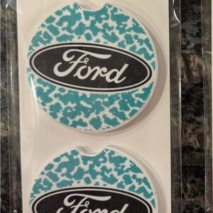 Ford Blue Patterned Car Coasters